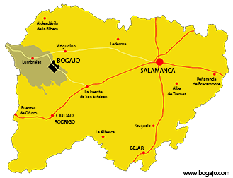 En gris: la extensin de la comarca del Abadengo respecto al resto de la provincia salmantina. Pincha para ver el mapa poltico.